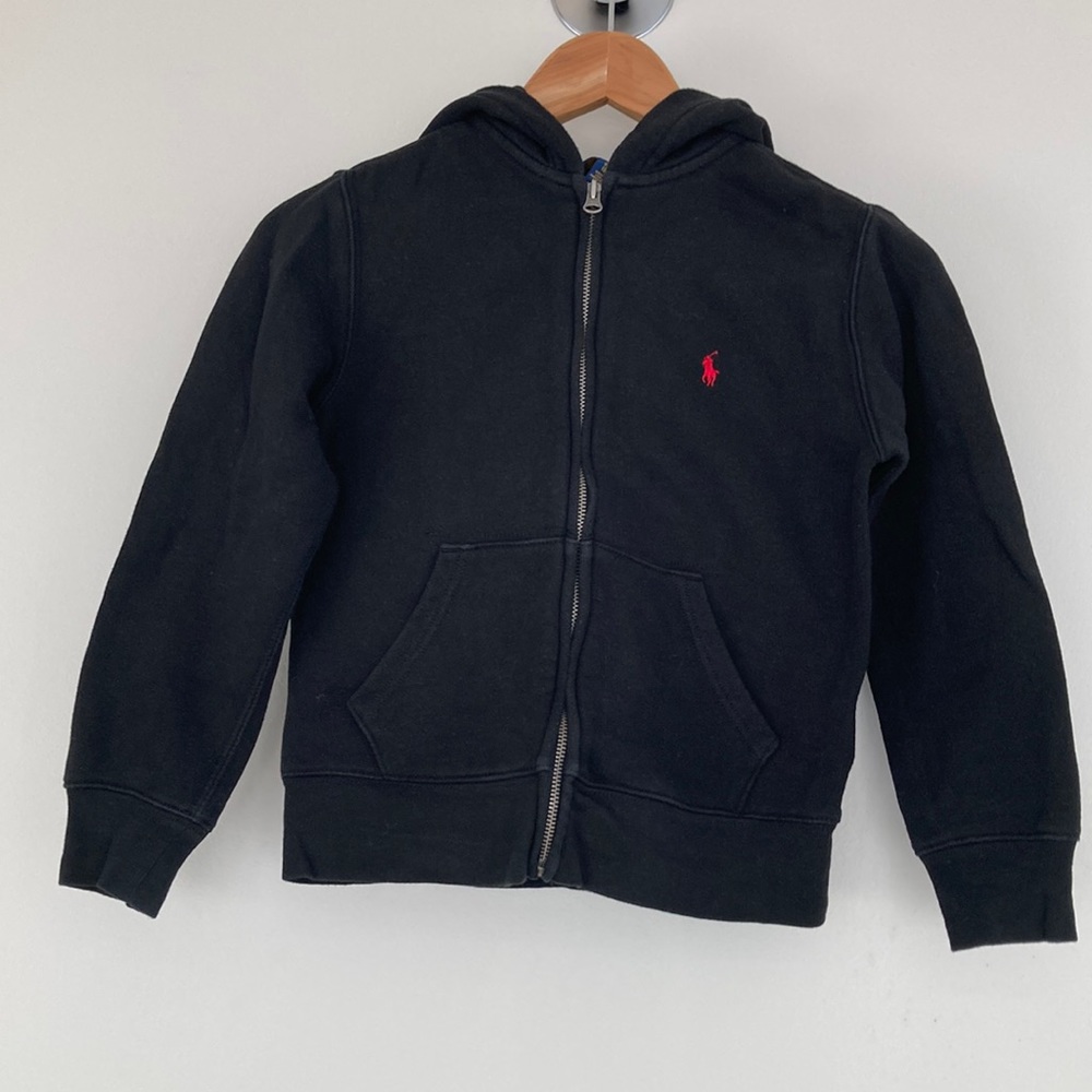 Boy’s Polo Ralph Lauren Hooded Fleece Zipper Sweatshirt- Black Size 8